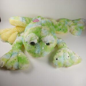 Frog Plush Tie Dyed Green Sparkles Sparkly Stars Soft 22" Stuffed Animal Toad